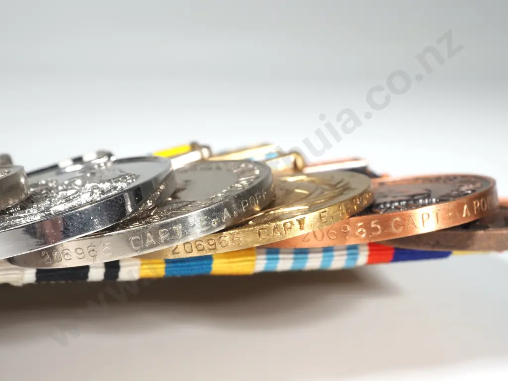 New Zealand WW2/ Korea Group of 11 to Captain Ewart Alister Pope - Torpedo Bomber Pilot - Acting Major: Ex Ray Trembath Image 1++