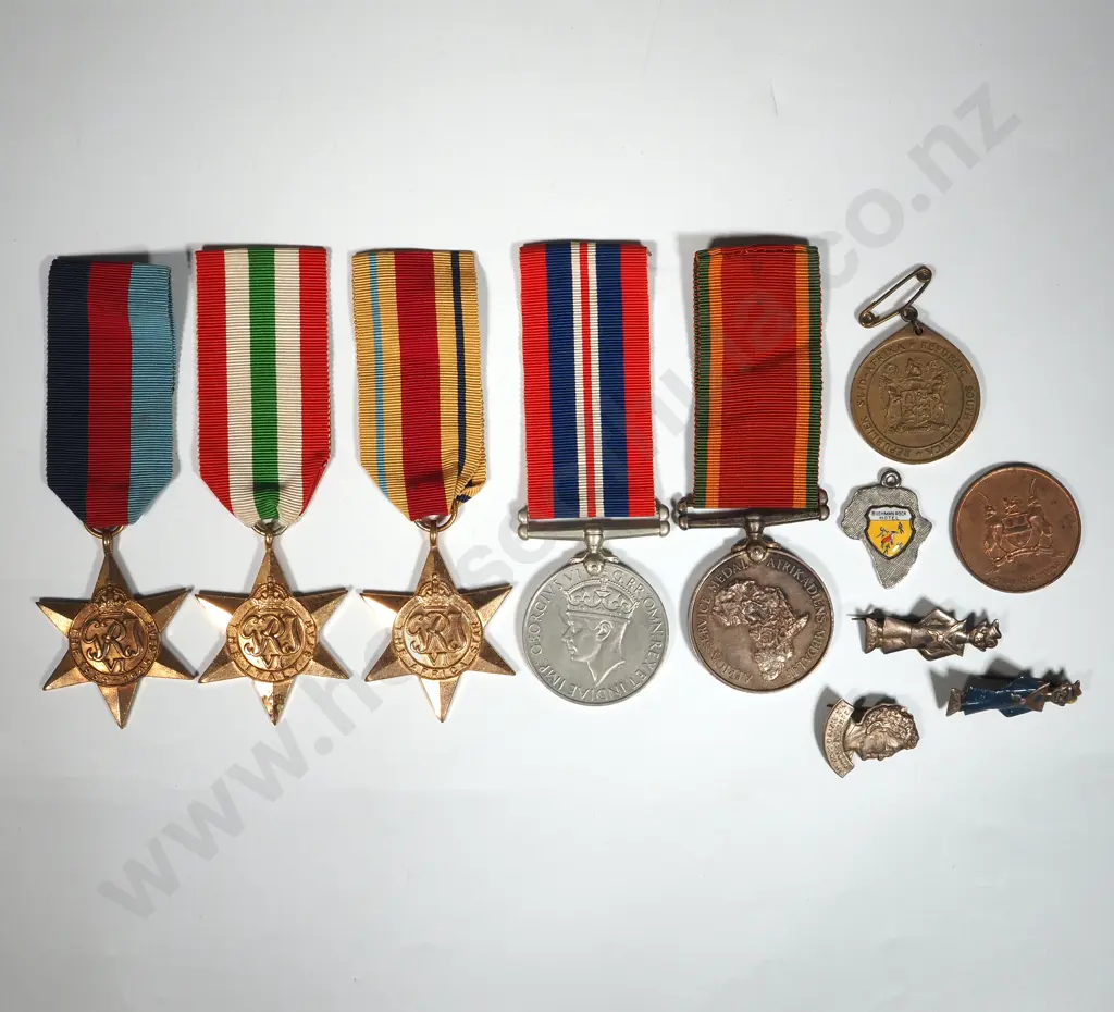 WW2 South African Medal Group to 178761 l G Walker & Related Badges Image 1++