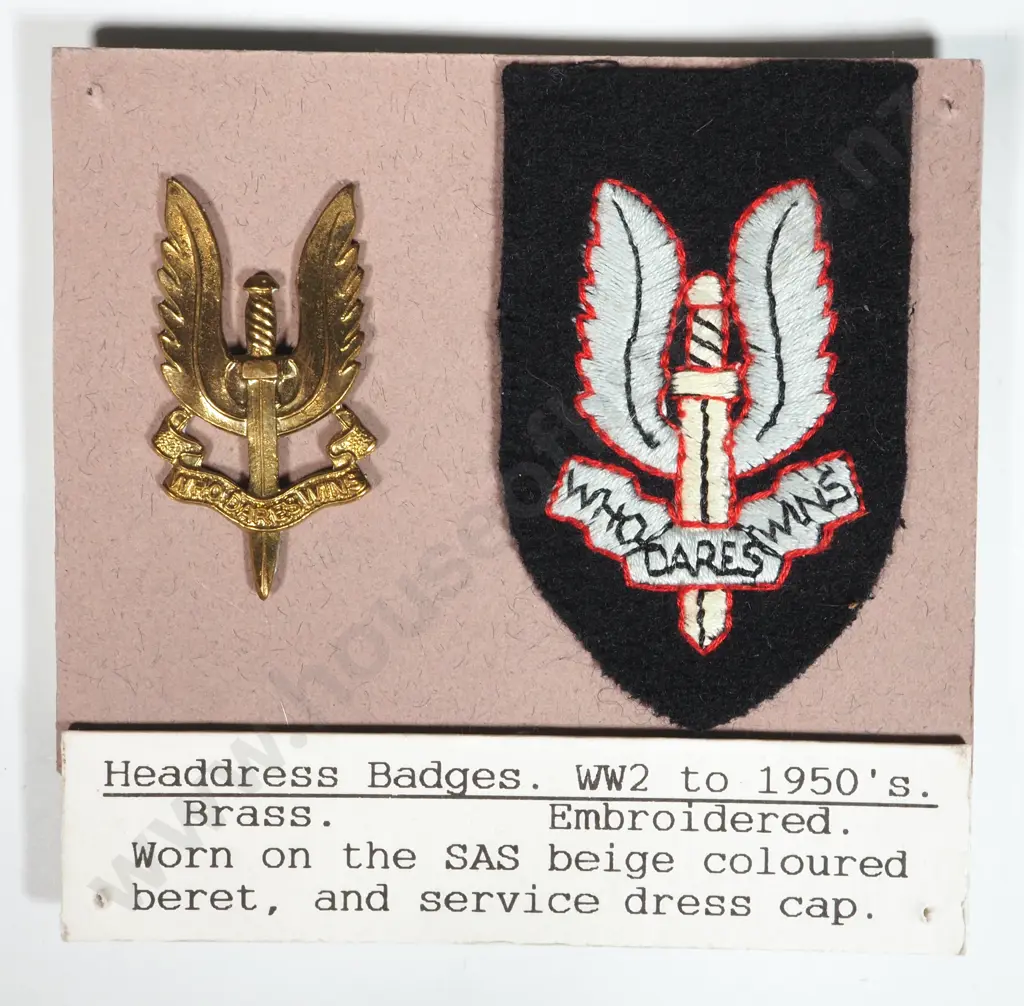 1950's Display Board w SAS Cap Badge & Cloth Patch  Image 1++