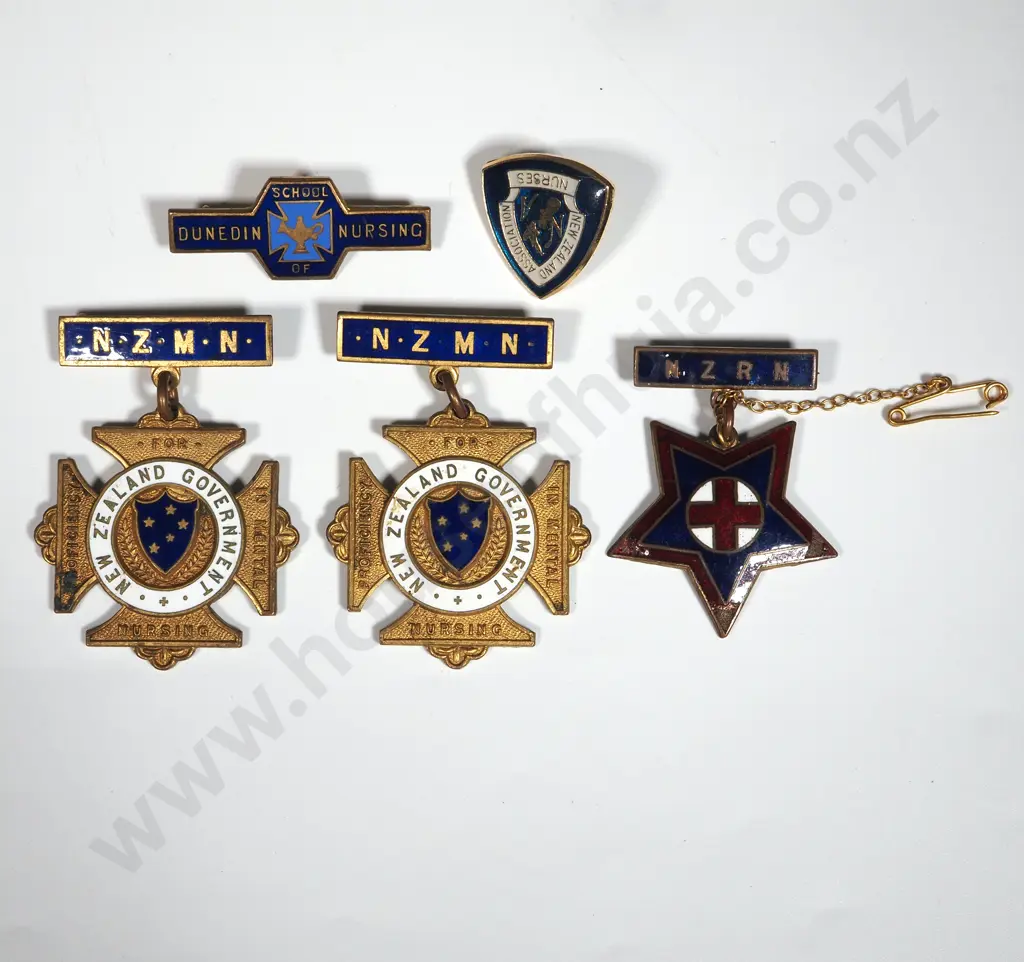 Three New Zealand Nursing Medals & Lapel Badges. Image 1++