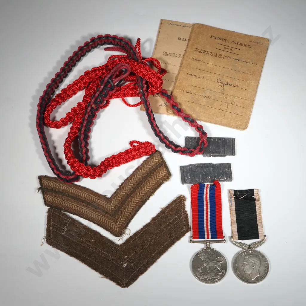 WW2 New Zealand Nurses Pair to Joan R Ogilvie & Pay-books, Corporal Stripes & Portapees - Name Printing Block Image 1++