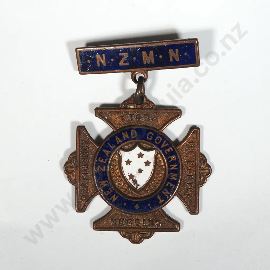 1935 NZ Mental Health Proficiency Nursing Medal to H P Nicoll  Image 1++