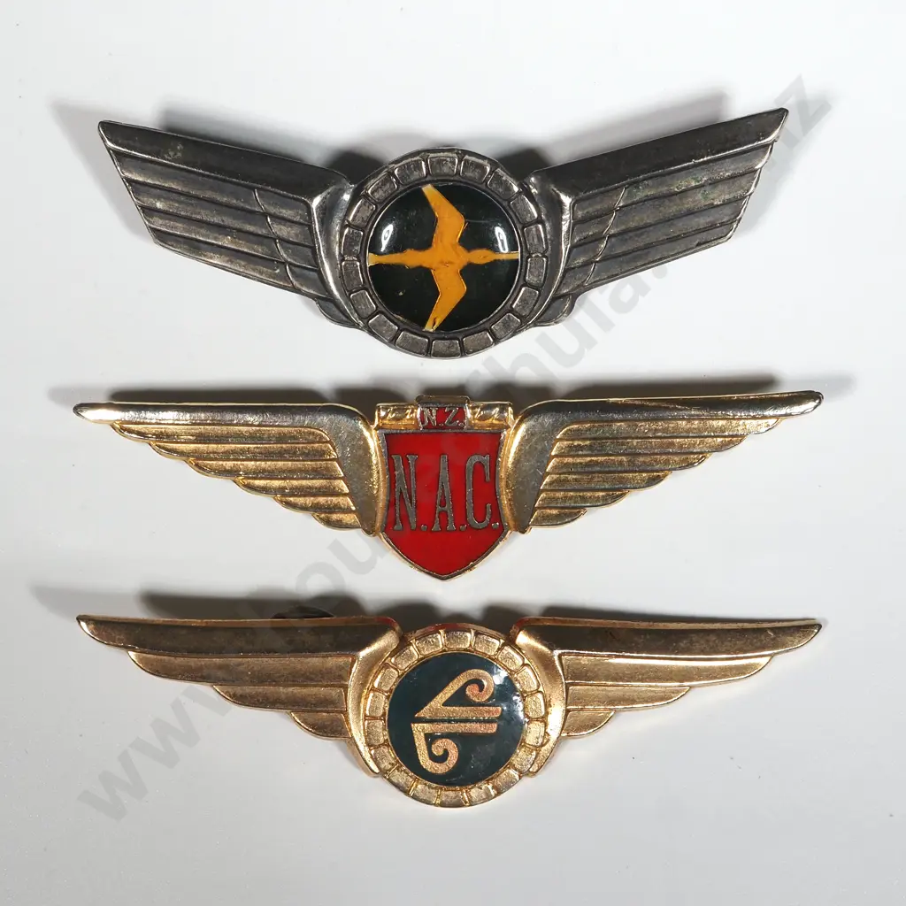 Three Vintage Air New Zealand Metal Pilots Wings Image 1++