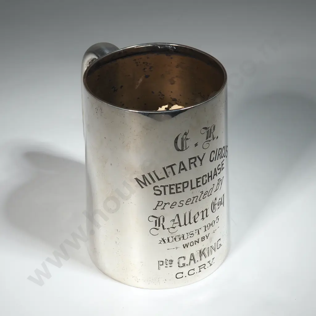 Exceptional 1905 Peterson & Co Sterling Silver Prize Tankard to G A King from Christ College Rifle Vols  & Ephemera Image 1++
