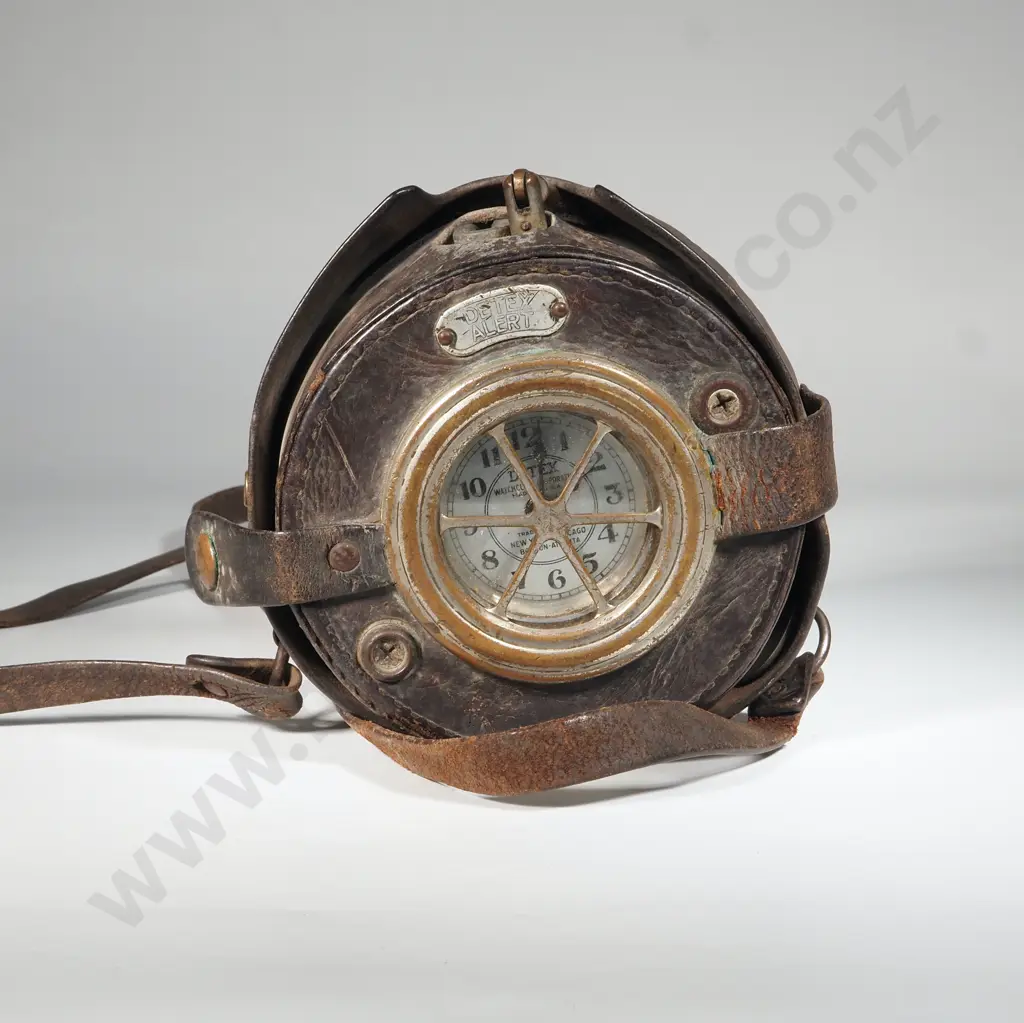 Vintage Detex Watchclock In A Leather Case - Carried By Watchmen To Track Hours. Leather Case Image 1++