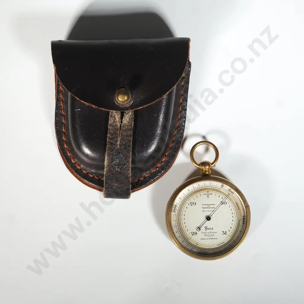 Antique Short & Mason London Tycos Pocket Barometer. The Silvered Dial With Scale Ranging From 28-31 ins Image 1++