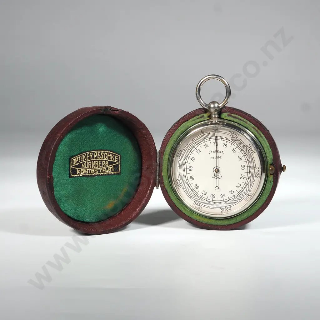 Lufft  Compens Altimeter/ Barometer. In Original Leather Case. Ni1592 Image 1++
