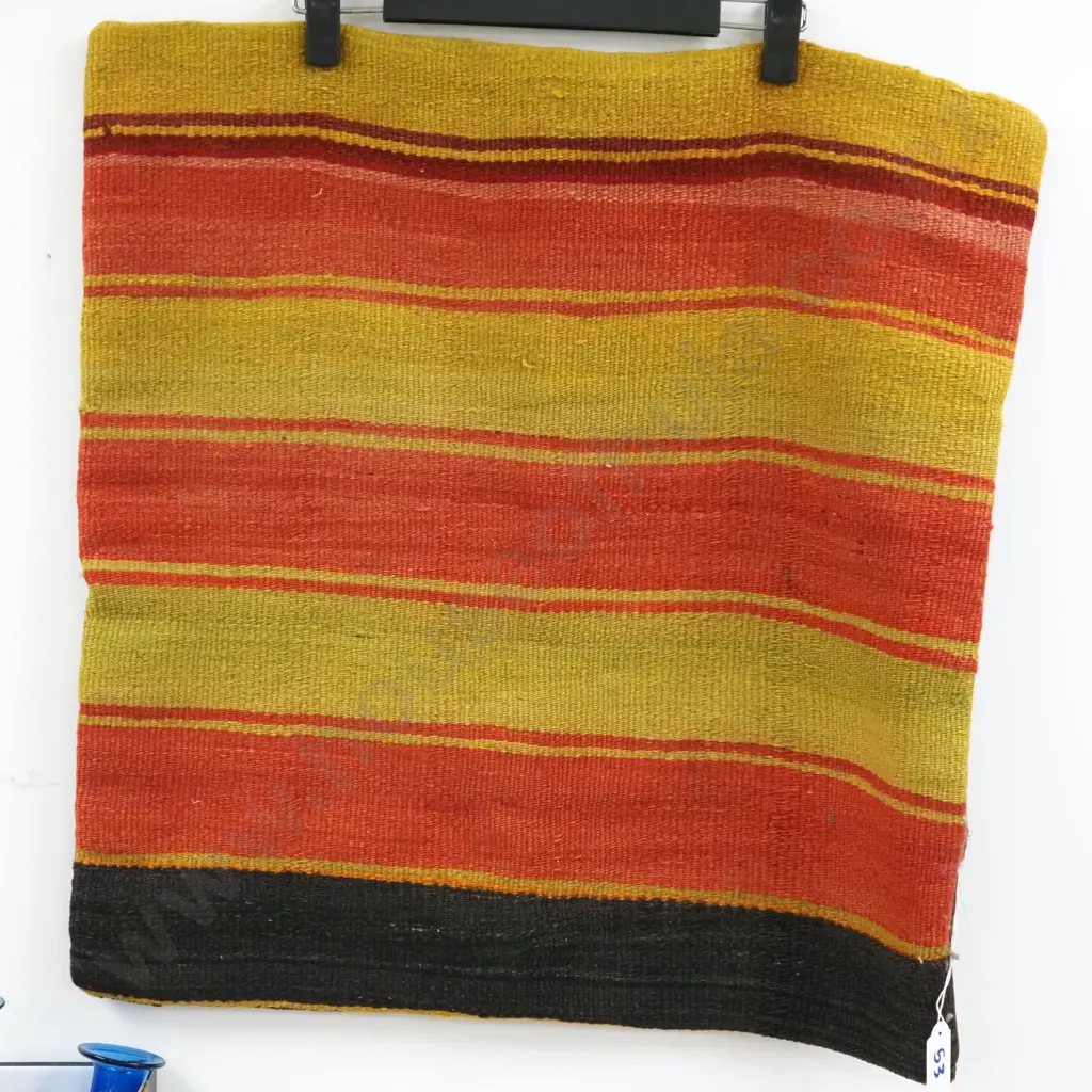 Hand Woven Red/Yellow/Brown Striped Cushion Cover. Image 1++