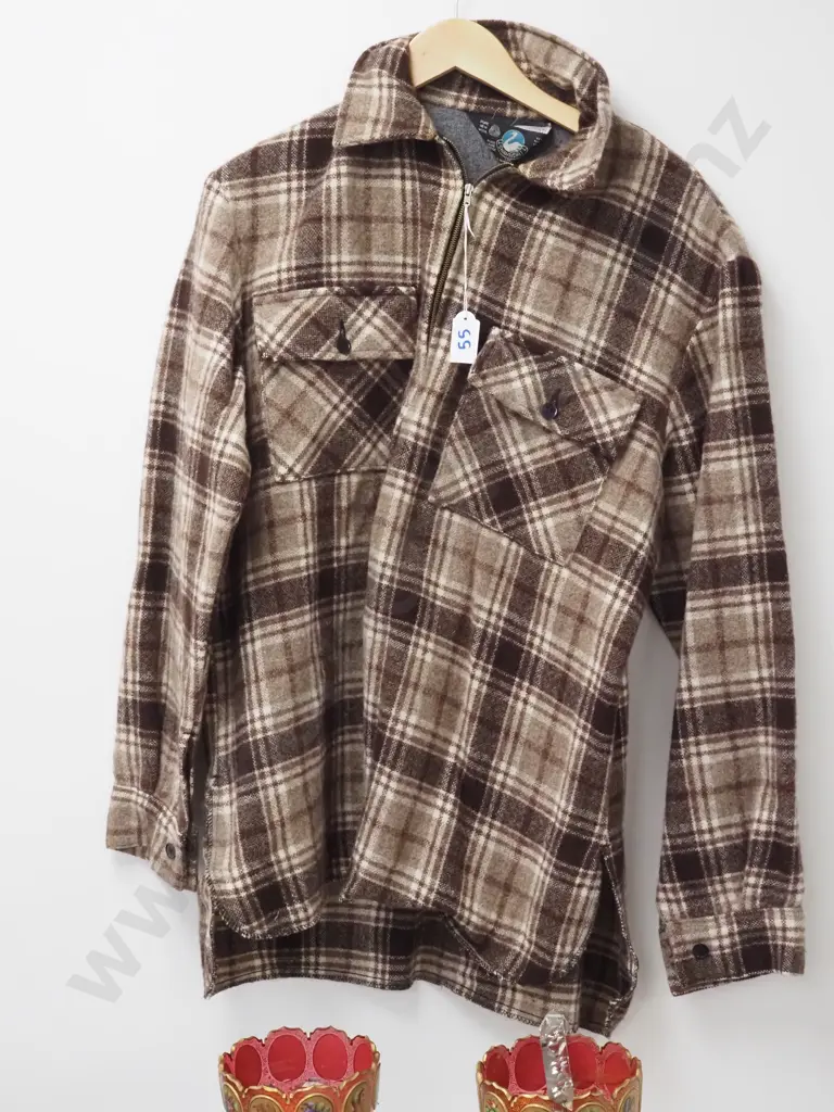Pure Wool Brown Checked/Striped Swandri Size XOS 106cms. Image 1++