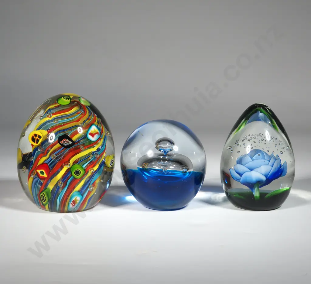 Three Heavy Glass Paperweights. Image 1++