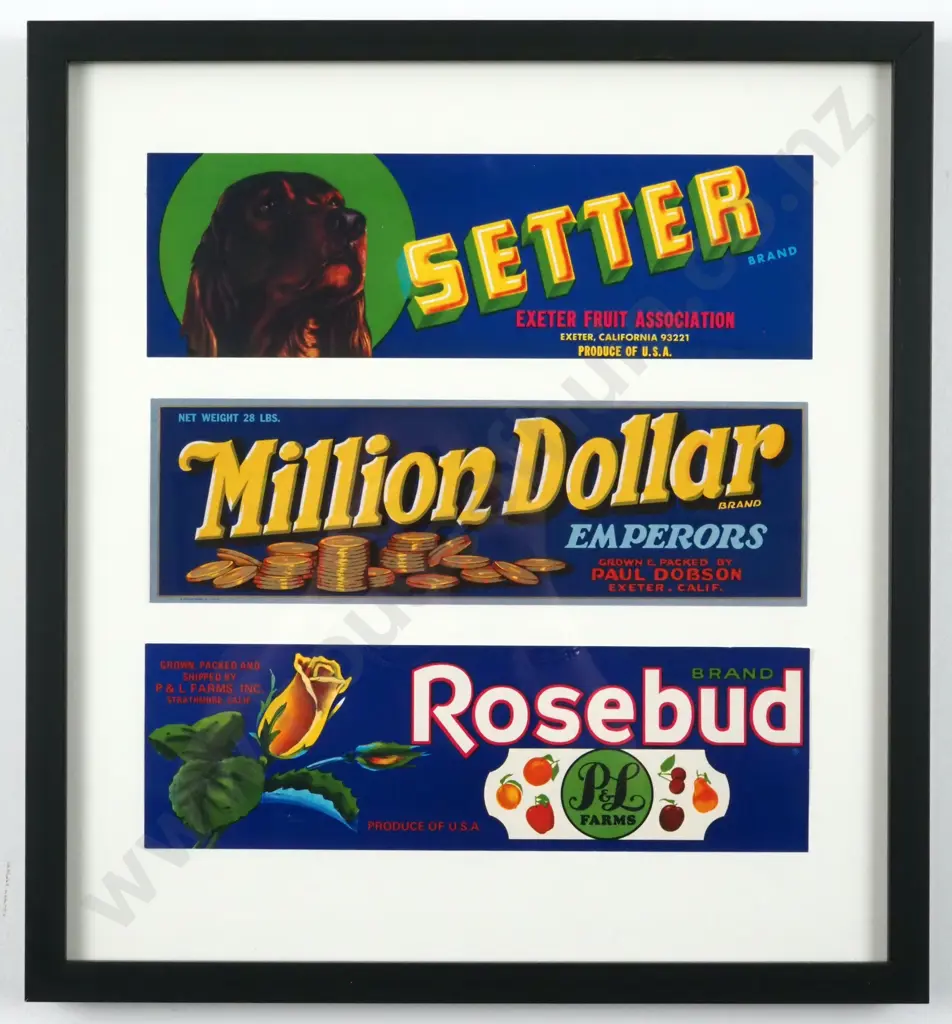 Vintage 1920s -1940s Vintage Fruit Crate Labels. Authentic Lithographs/Originals. Image 1++