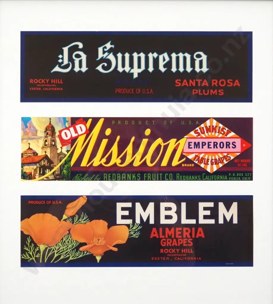 Vintage 1920s -1940s Fruit Crate Labels. Authentic Original - Lithograph. Image 1++