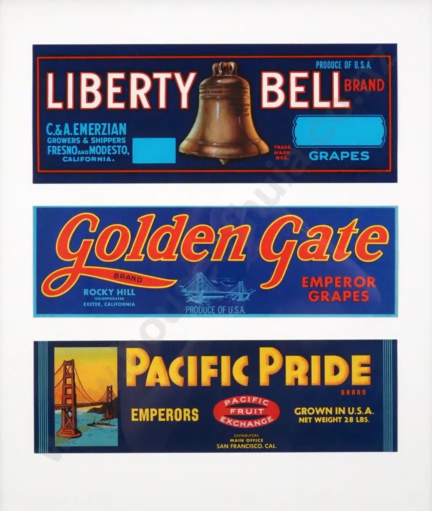 Vintage 1920s -1940s Fruit Crate Labels. Authentic Original - Lithograph. Image 1++