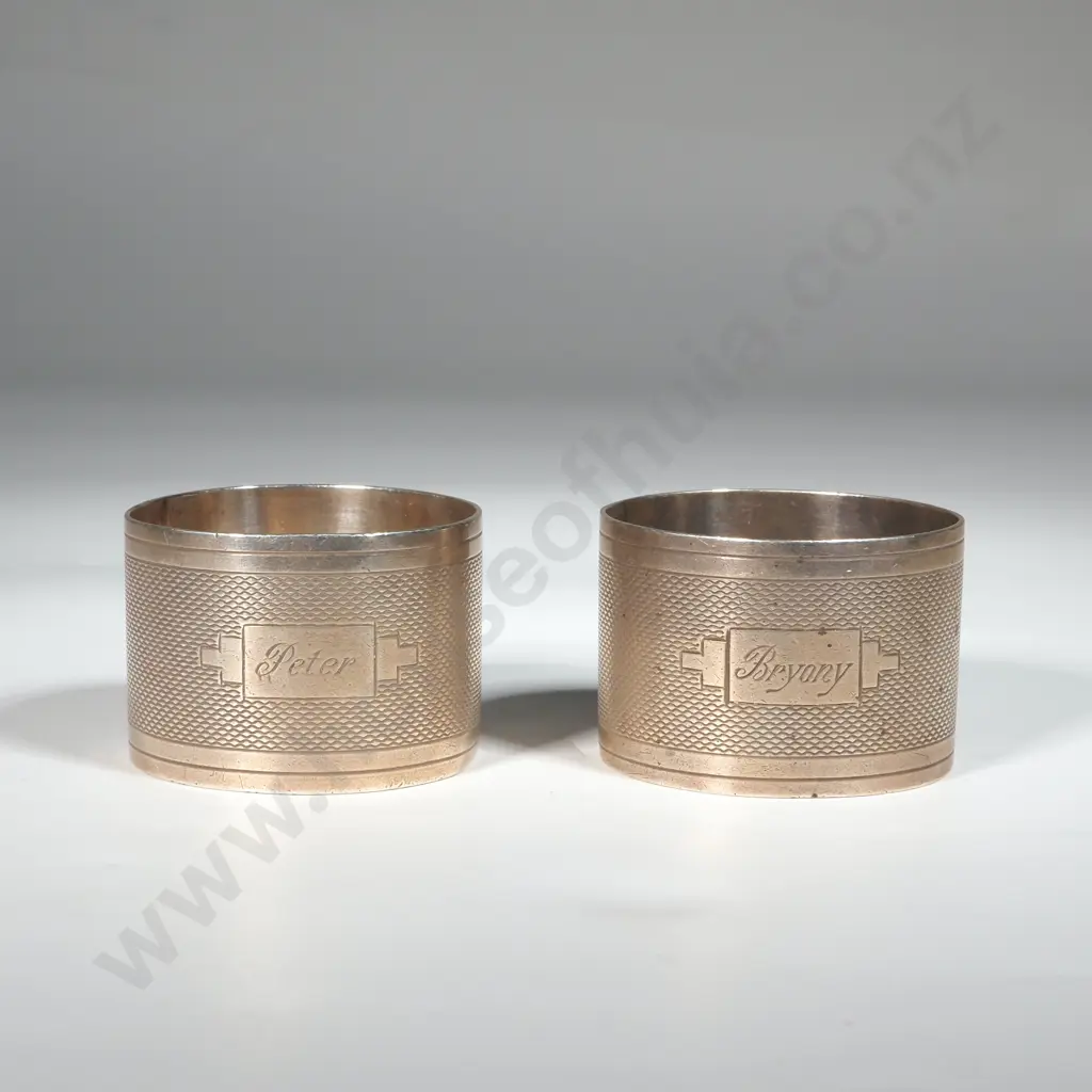 Pair Of Sterling Silver Napkin Rings. Birm 1945. Maker Ernest W Hayward Image 1++