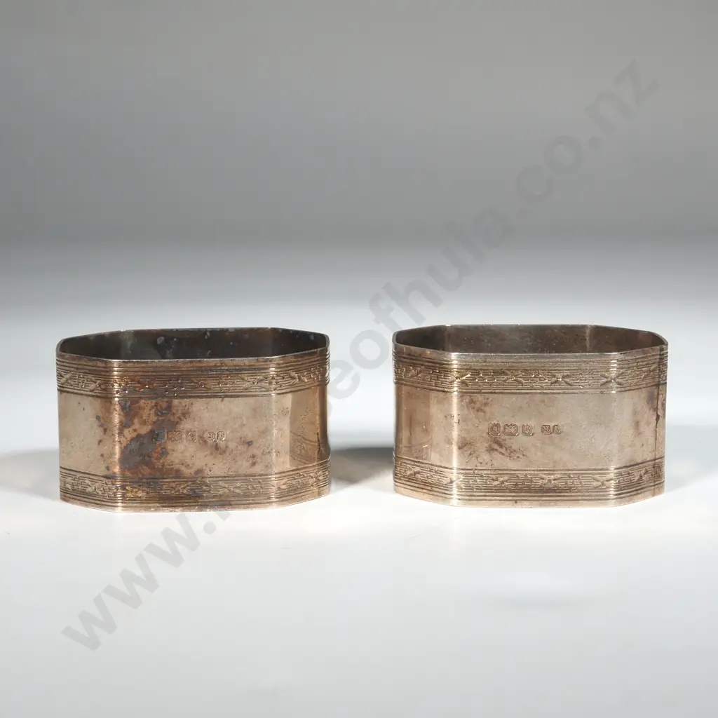 Pair of Sterling Silver Serviette Ring. Birm 1928. Maker John Rose  Image 1++
