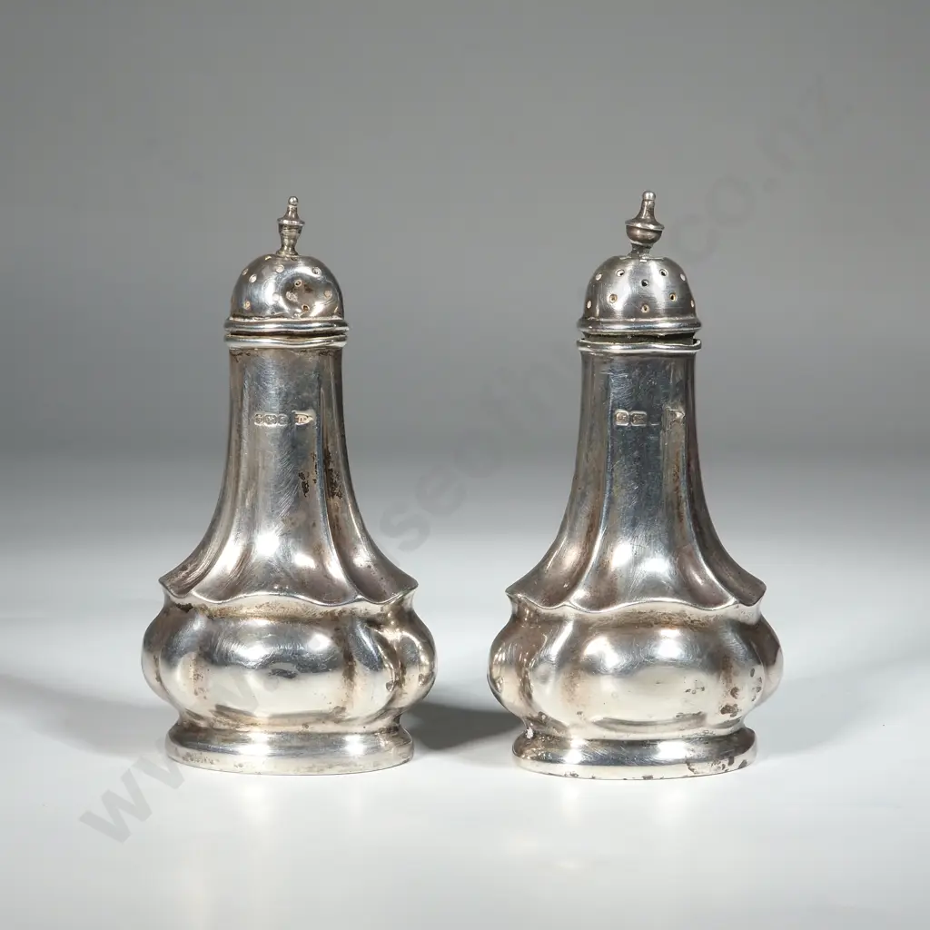 Pair Of Sterling Silver Pepper Pots. Hutton & Sons. Sheffield  Image 1++