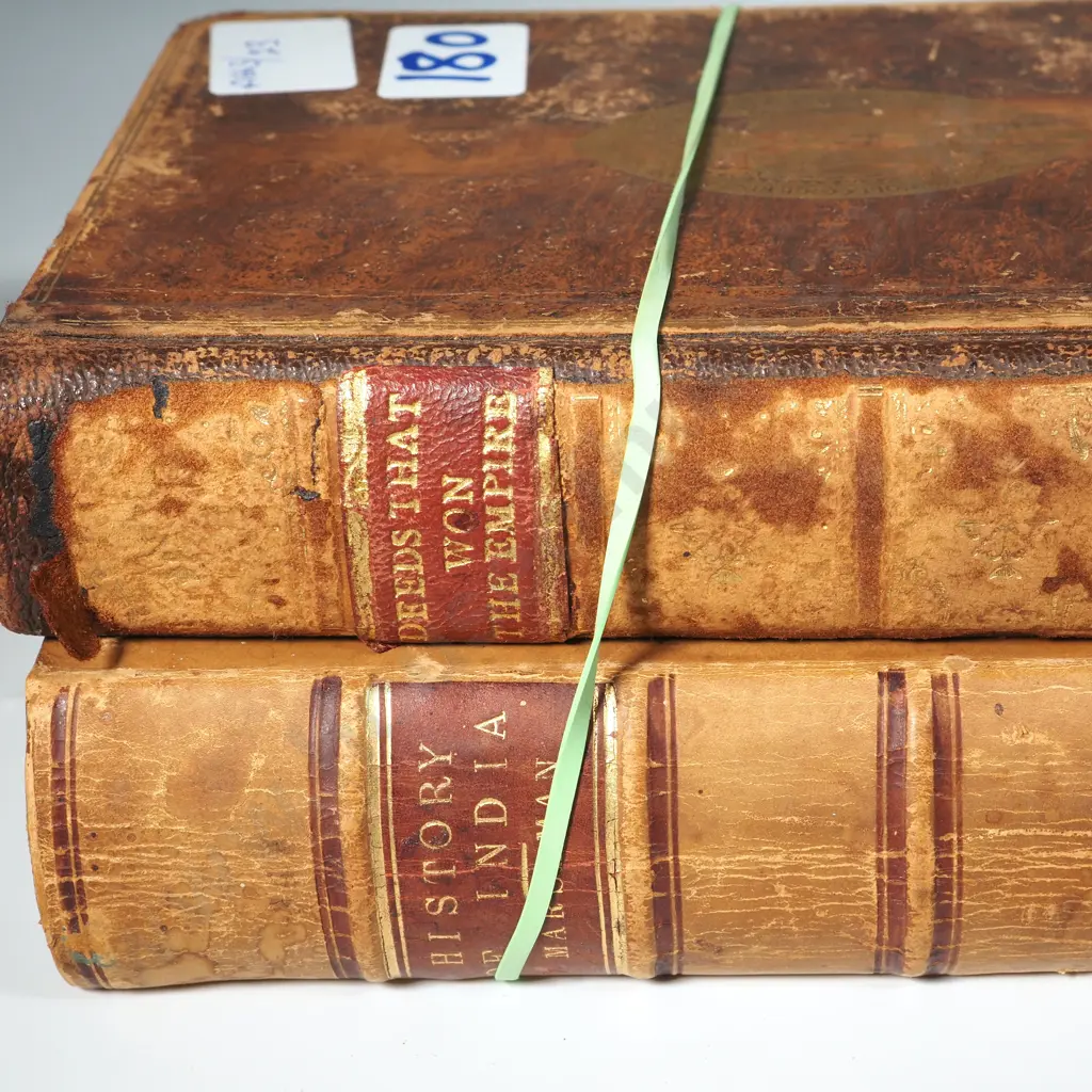Two Leather Bound Books - Deeds That Won The Empire, History Of India By Marshman  Image 1++