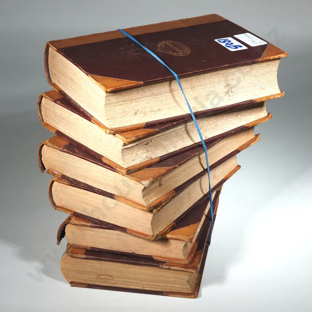 Six Antique Leather Bound Books - English Battles In The Peninsula, The Conscript, Waterloo, Colombus & His Companions Image 1++