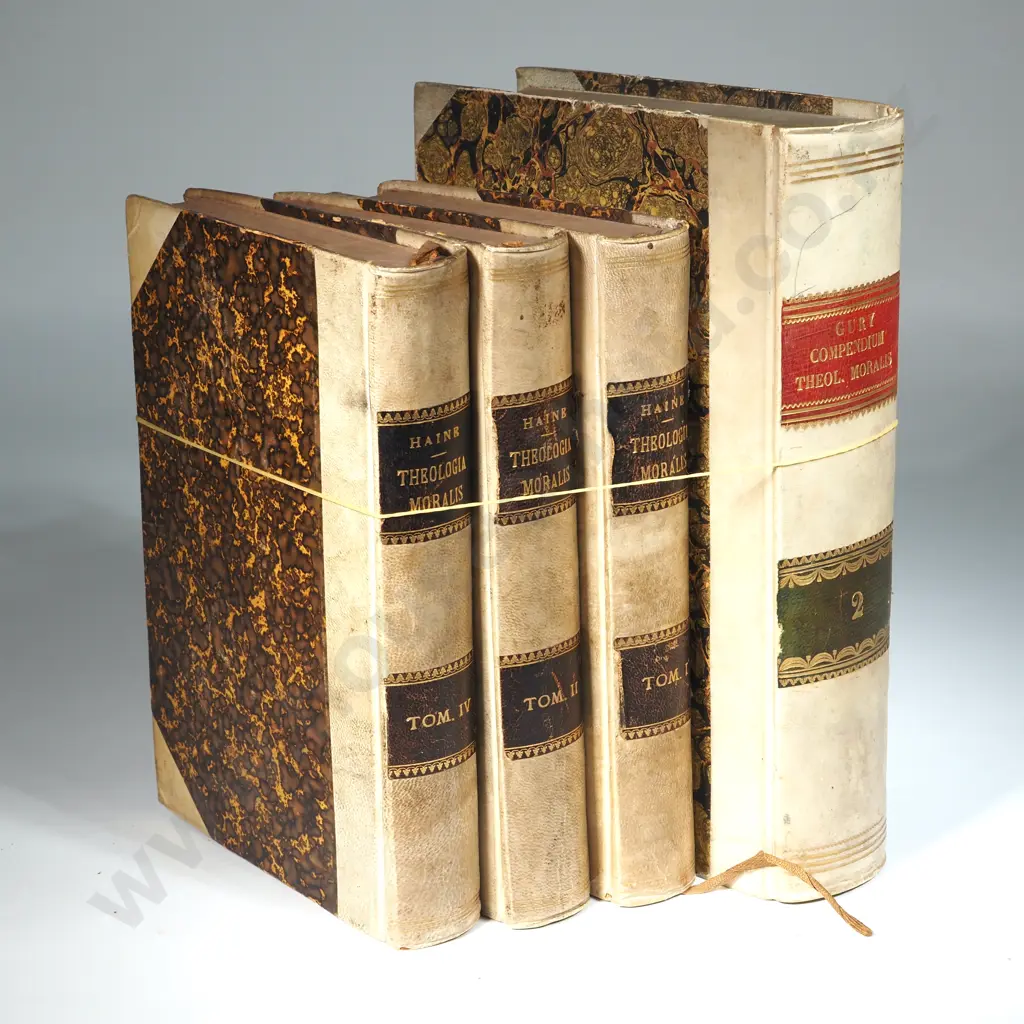 Four Leather Books - Haine S Theologia Moralis - Vol 1, 2 & 4  &  Gury Theologia Moralis Image 1++