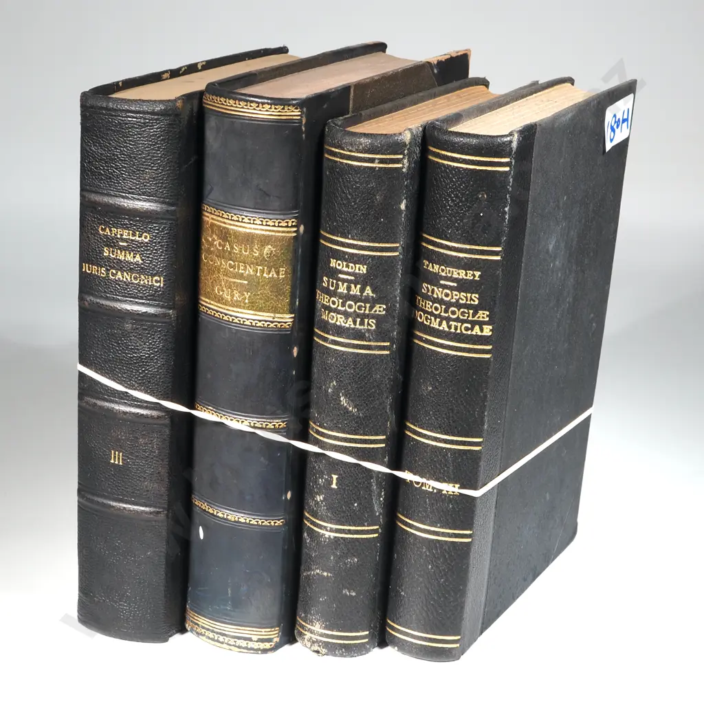 Four Black Leather Bound Books- Tanquerey Synopsis Theologiae Of Religion,  Noldin Summa Theologiae Moralis, Image 1++