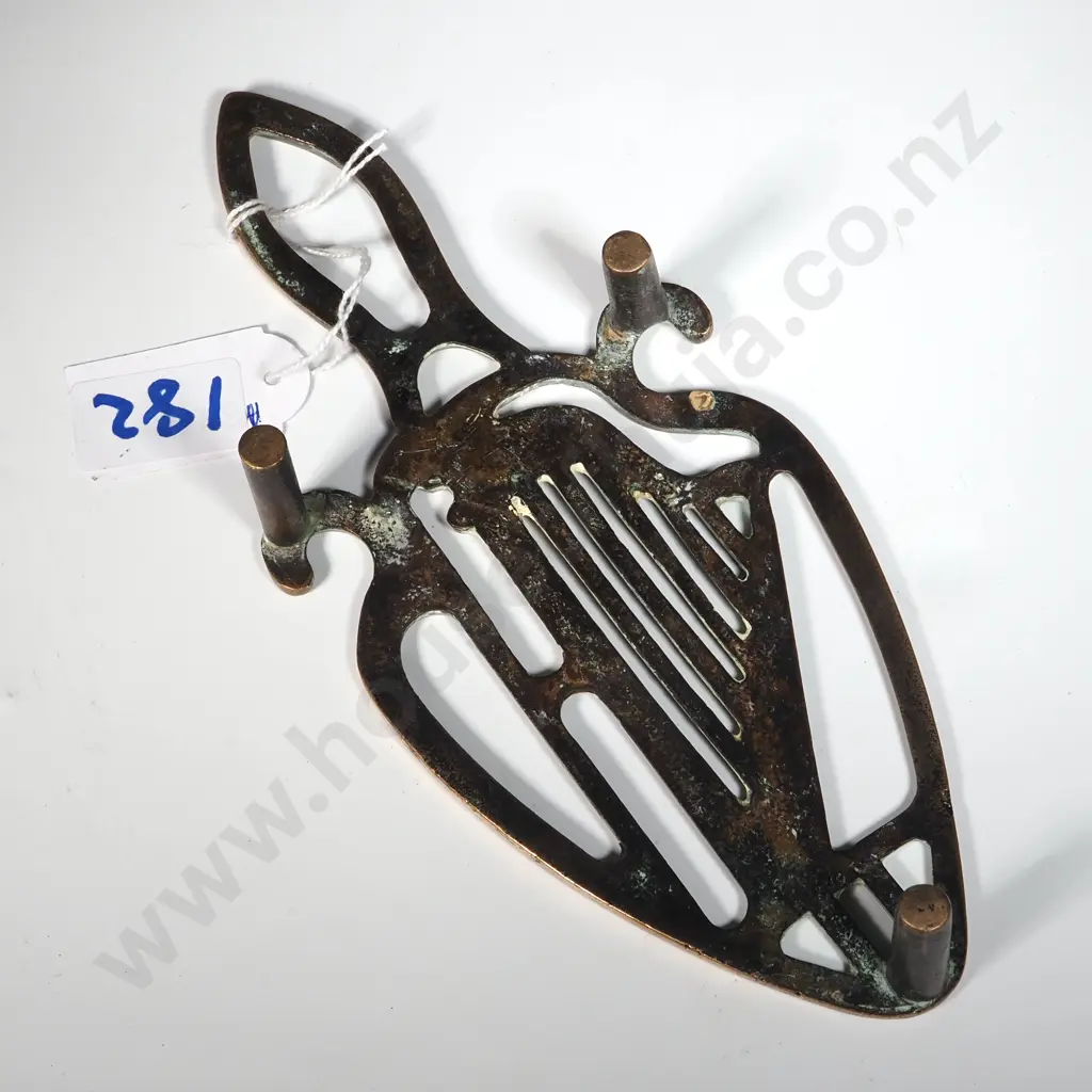 Brass Iron Trivet With Decorative Diamond Shaped Holes  Image 1++