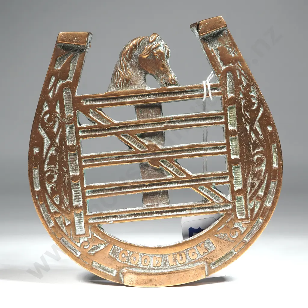 Horse Shoe Trivet With "Good Luck" & Stable Door With Horse  Image 1++