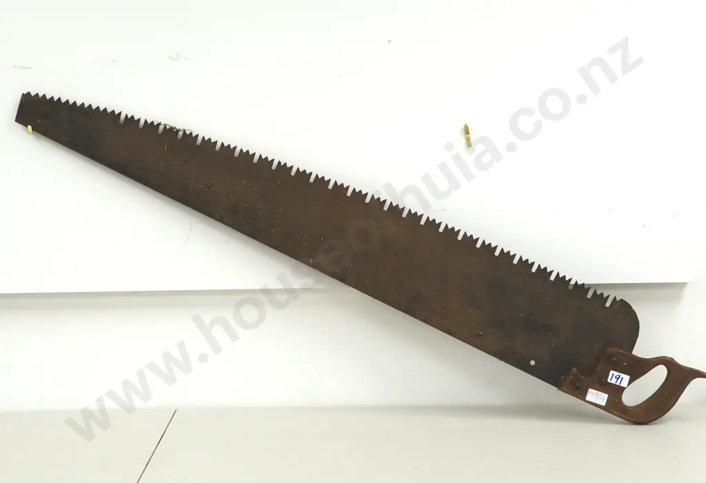 Vintage Wooden Handled Saw - 1 Meter Blade Image 1++