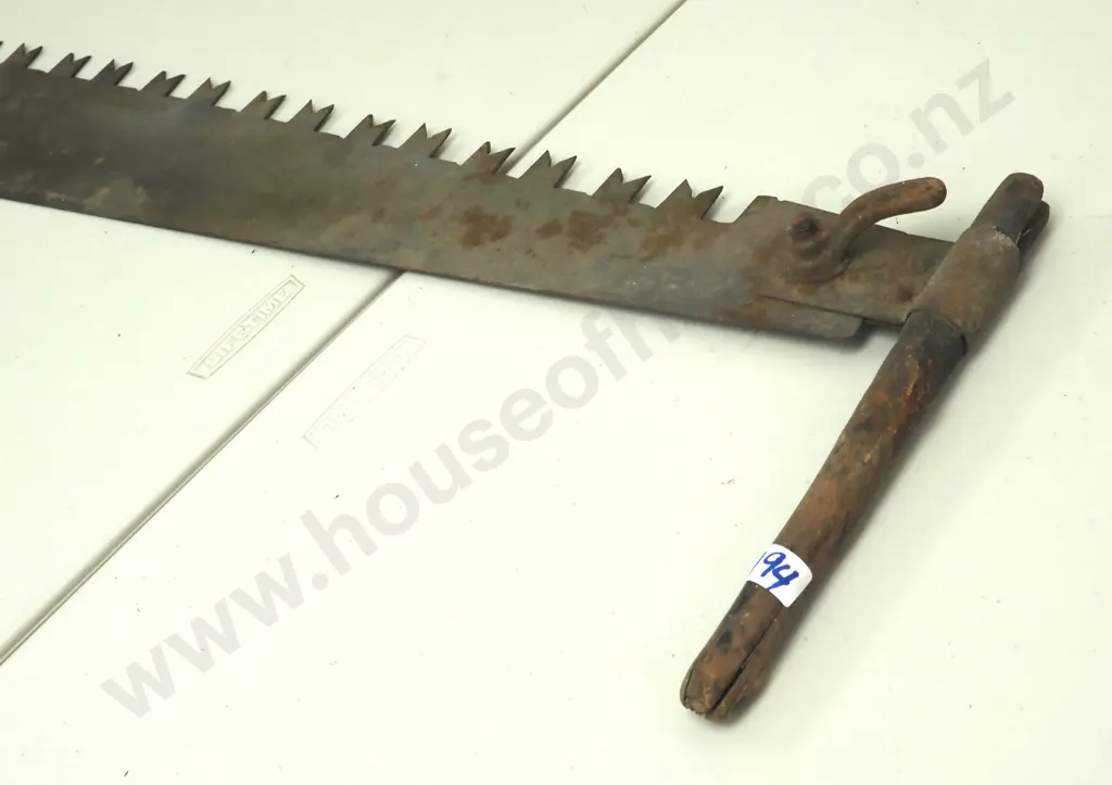 Vintage 1.7 Meter Double Handle Pit Saw - Missing One Wooden Handle  Image 1++
