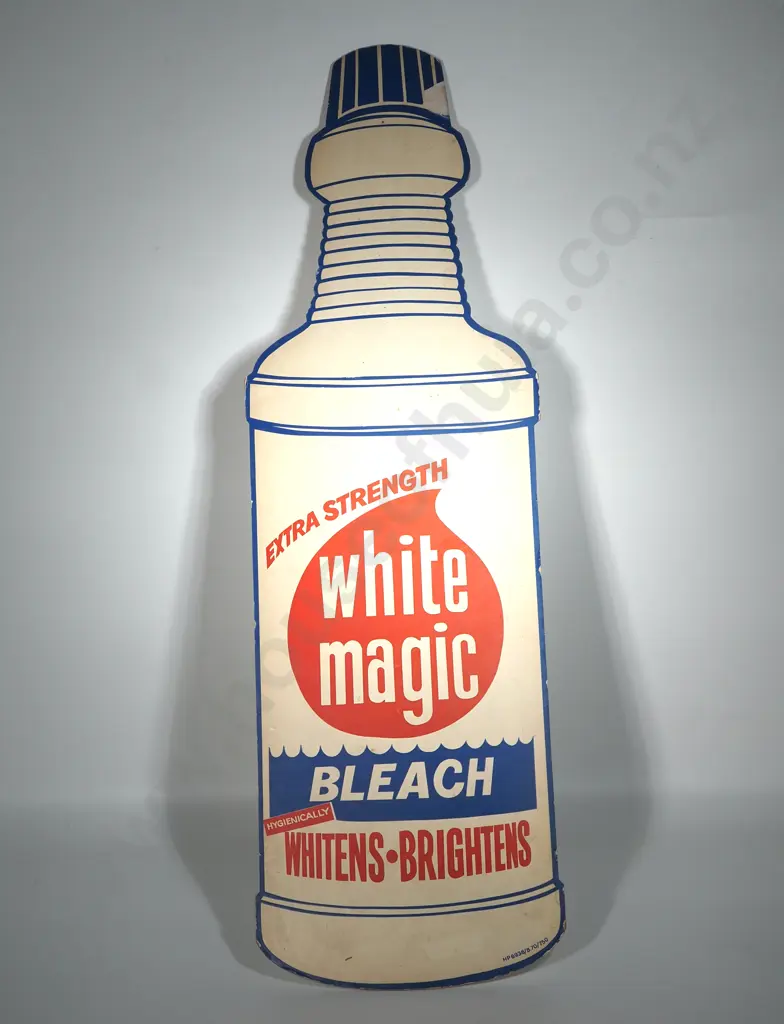 Supermarket Die-Cut Card POS For White Magic Bleach Introduced To NZ In The 1950s By RH Armstrong & Co, Image 1++