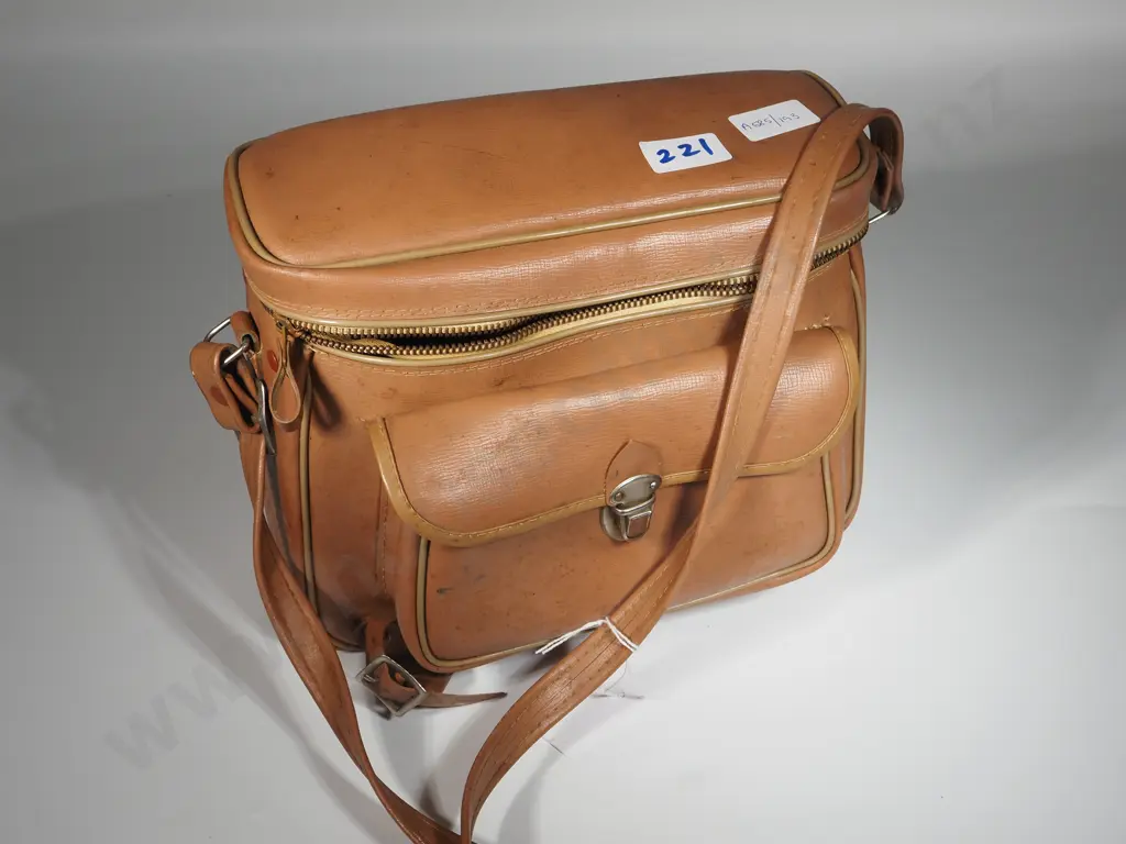 Camera Bag Containing Kowa Model E f/2 50mm Lens Rangefinder 35mm Film Camera W/ Original Box & Case & Two Lens Image 1++