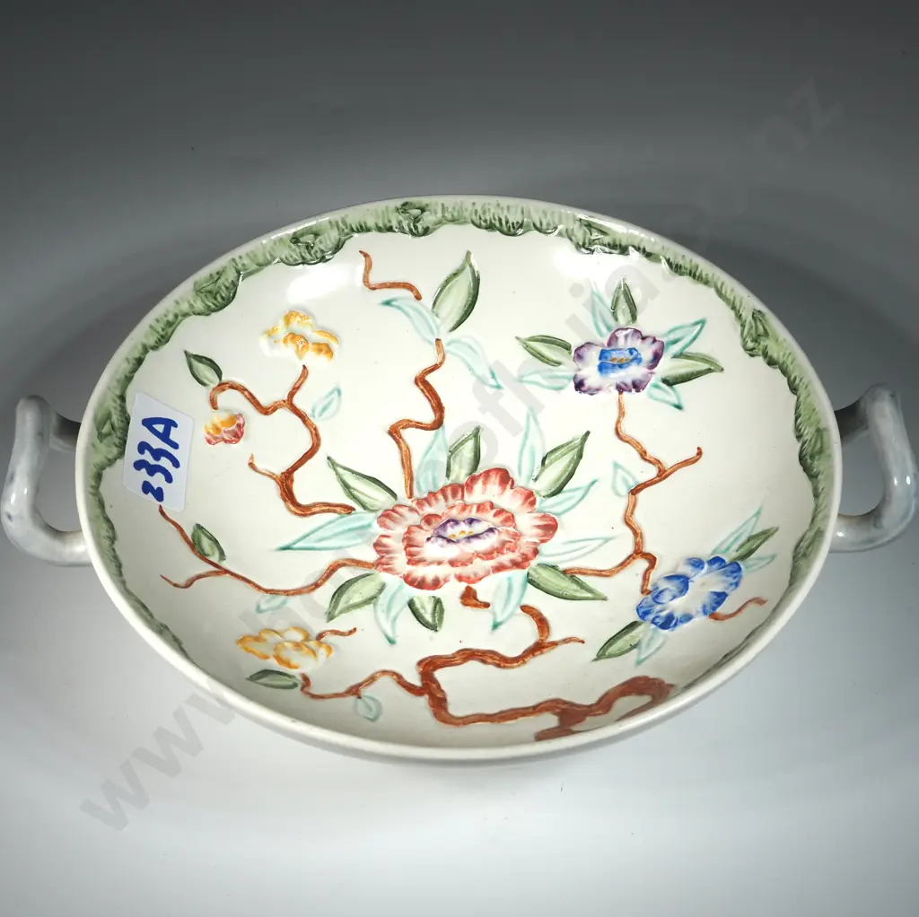 Chinese Rose Shallow Bowl With Two Handles Made In England Image 1++