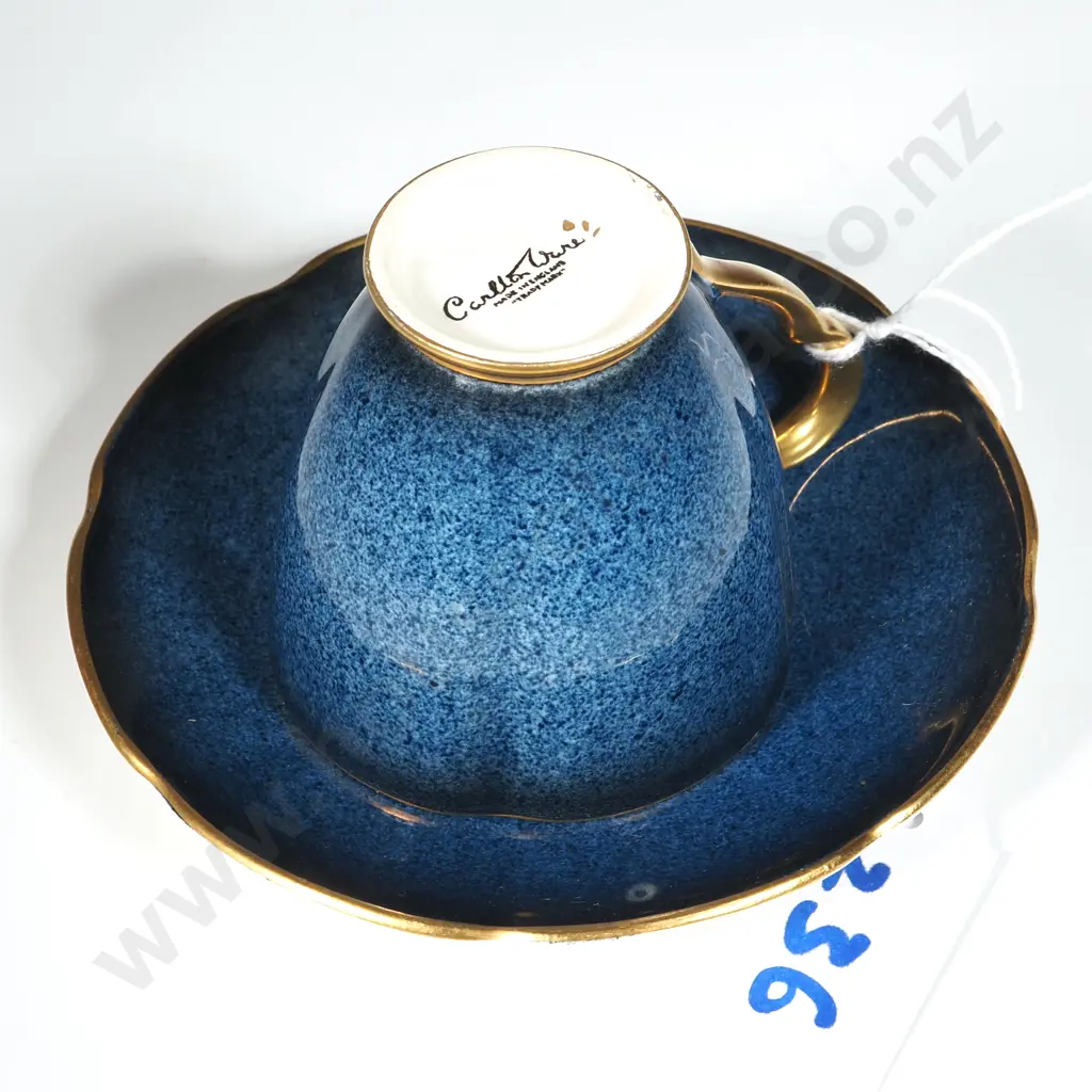 Carlton Ware Bleu Royale Demi-Tasse Cup & Saucer. Metallic Blue With Gilt Trim & Interior Image 1++