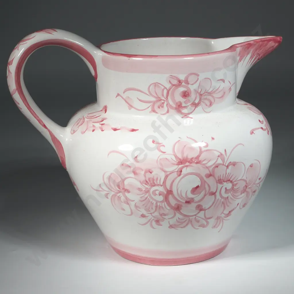 Portugese Hand Painted Jug with Pink Floral Decoration  Image 1++