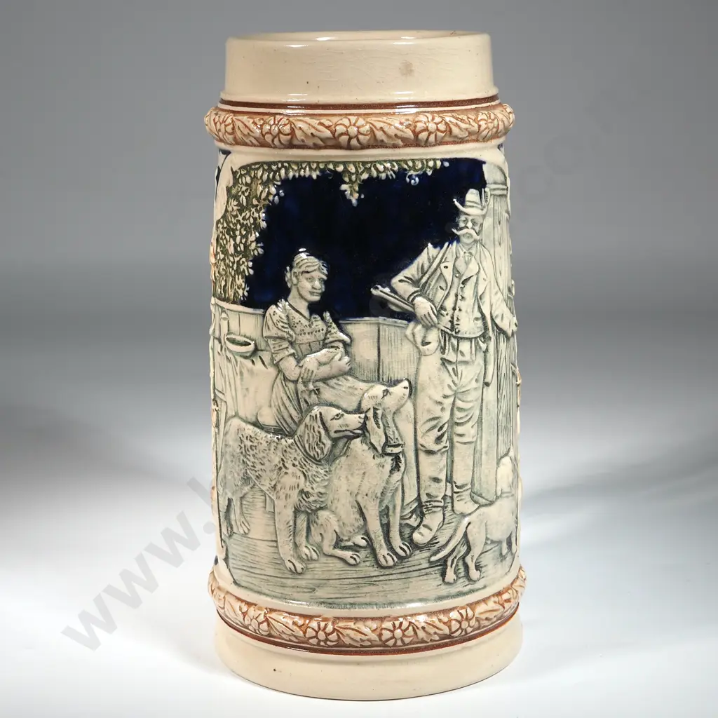 German Stein With Embossed Scenes Of Hunters & Deer Image 1++