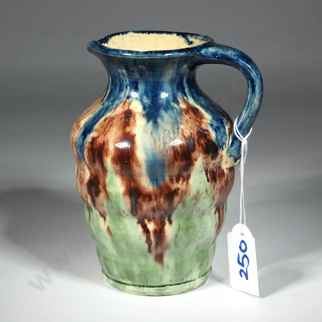 Vintage Glazed  & Ribbed Jug Incised Ypes Image 1++