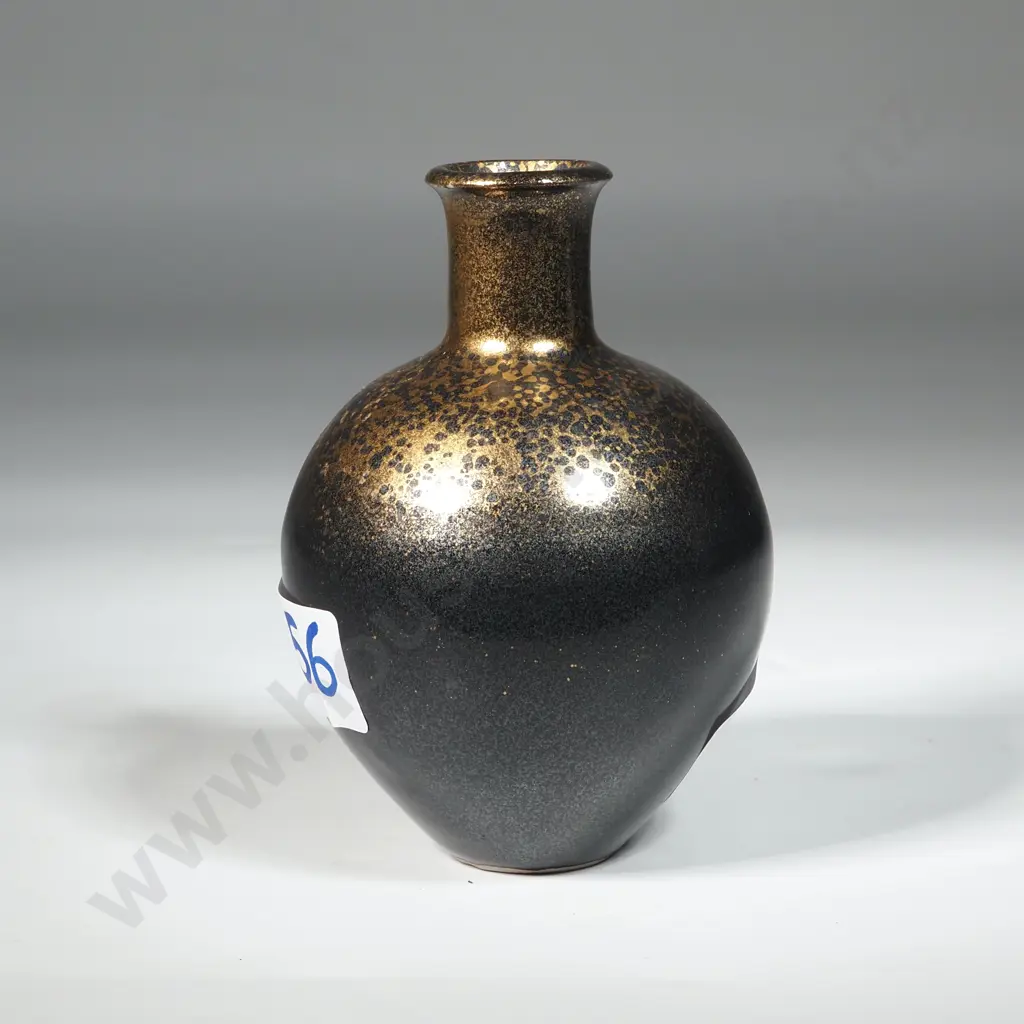 Waimea Pottery? Vase Decorated With A Gold & Bronze Mottled Glaze Image 1++