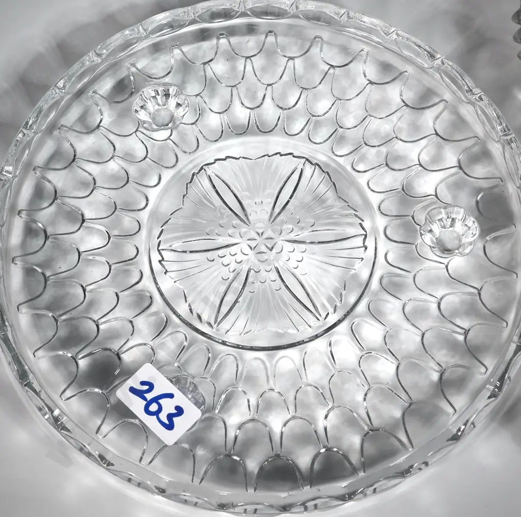 Collection Of Moulded Glass to Include Cake Plate, Rectangular Dish & Six Eggcups  Image 1++