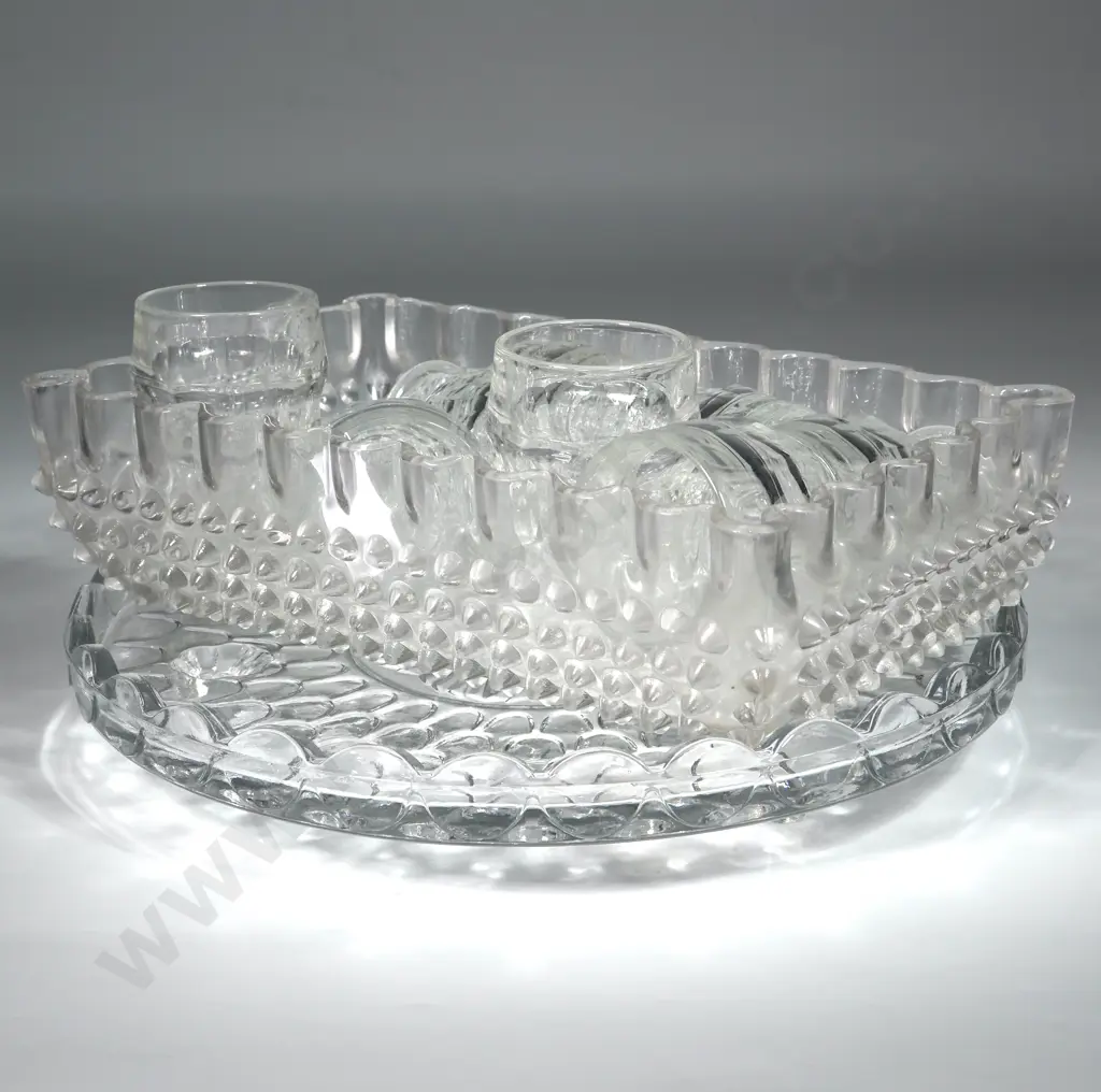 Collection Of Moulded Glass to Include Cake Plate, Rectangular Dish & Six Eggcups  Image 1++
