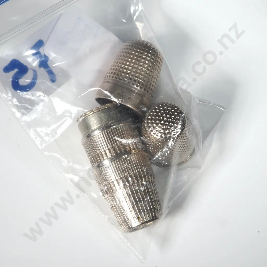 Six White Metal Thimbles Image 1++