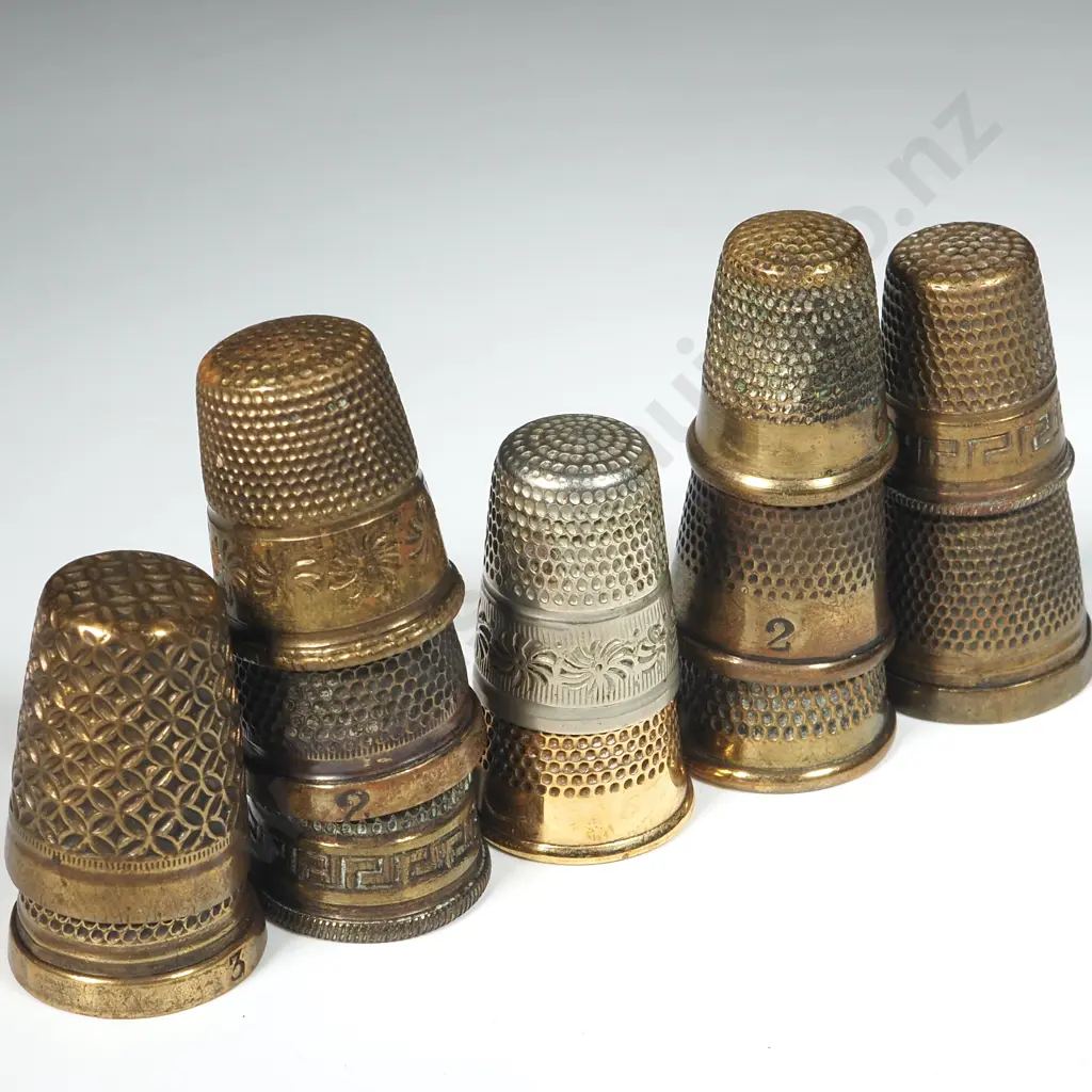 Twelve Brass & White Metal Thimbles Image 1++