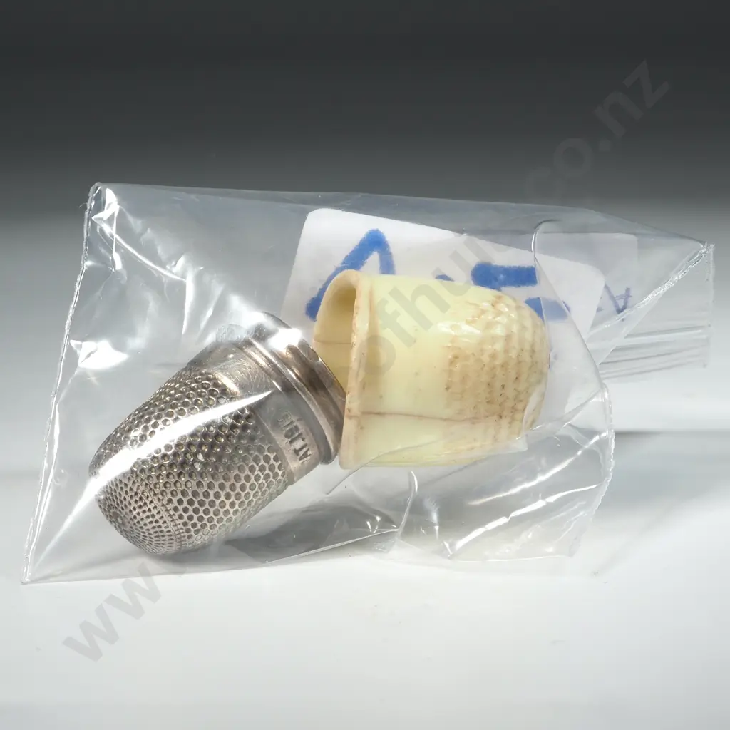 Three Thimbles - Two In the Shape of A finger w A Nail & one w The Nail Cut Out. Image 1++