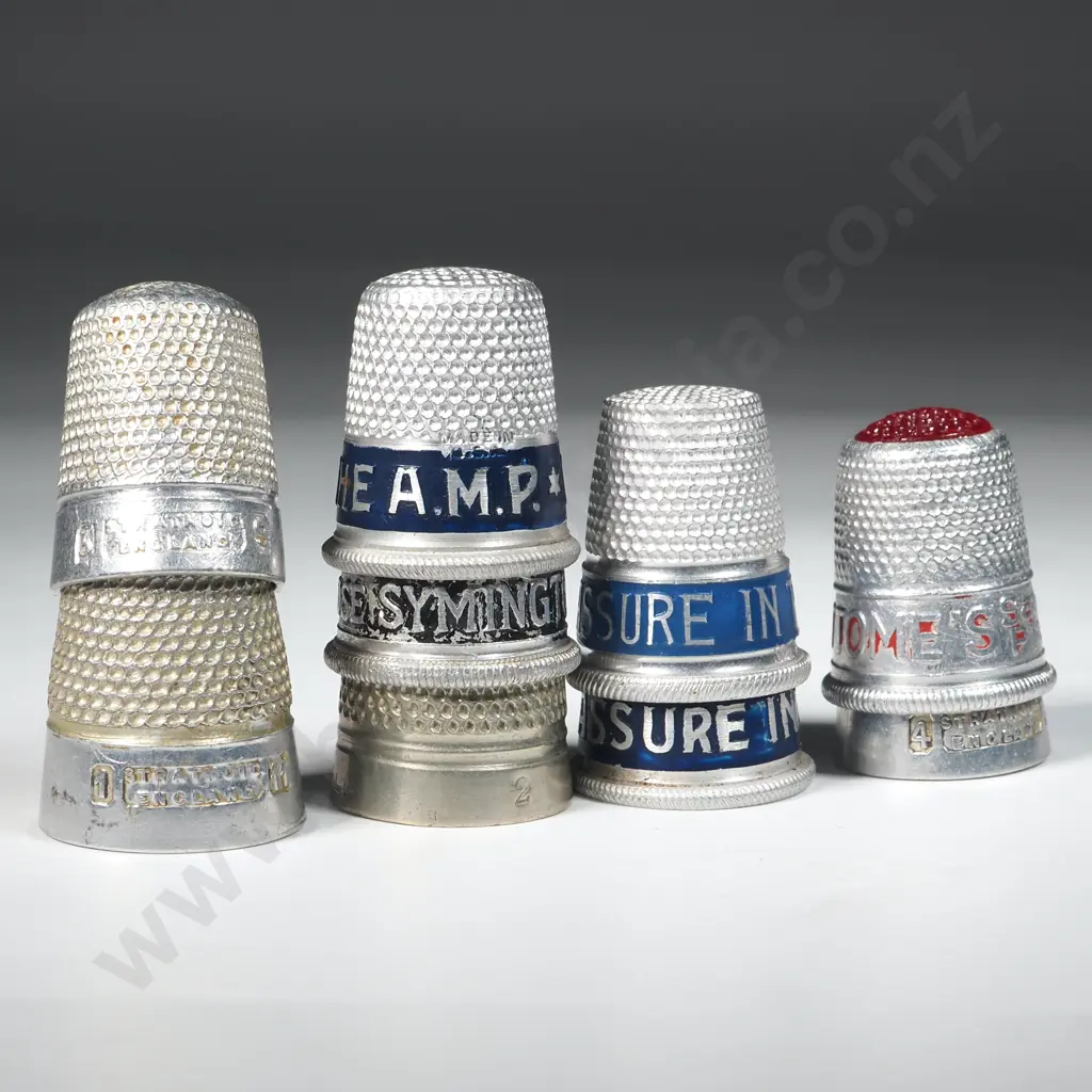 Five Advertising Thimbles & Five White Metal Thimbles Image 1++