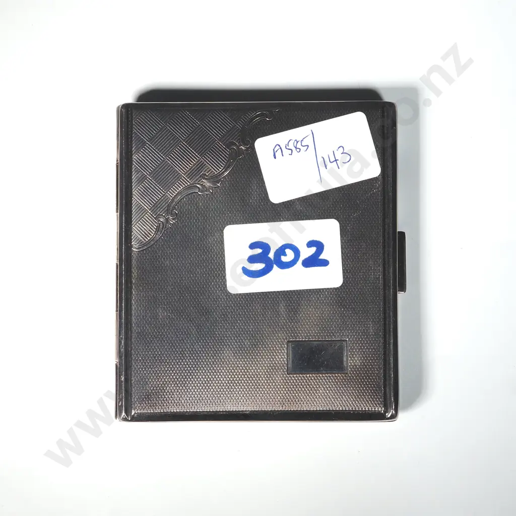 Art Deco Silver Plate Engine Turned Cigarette Case  Image 1++