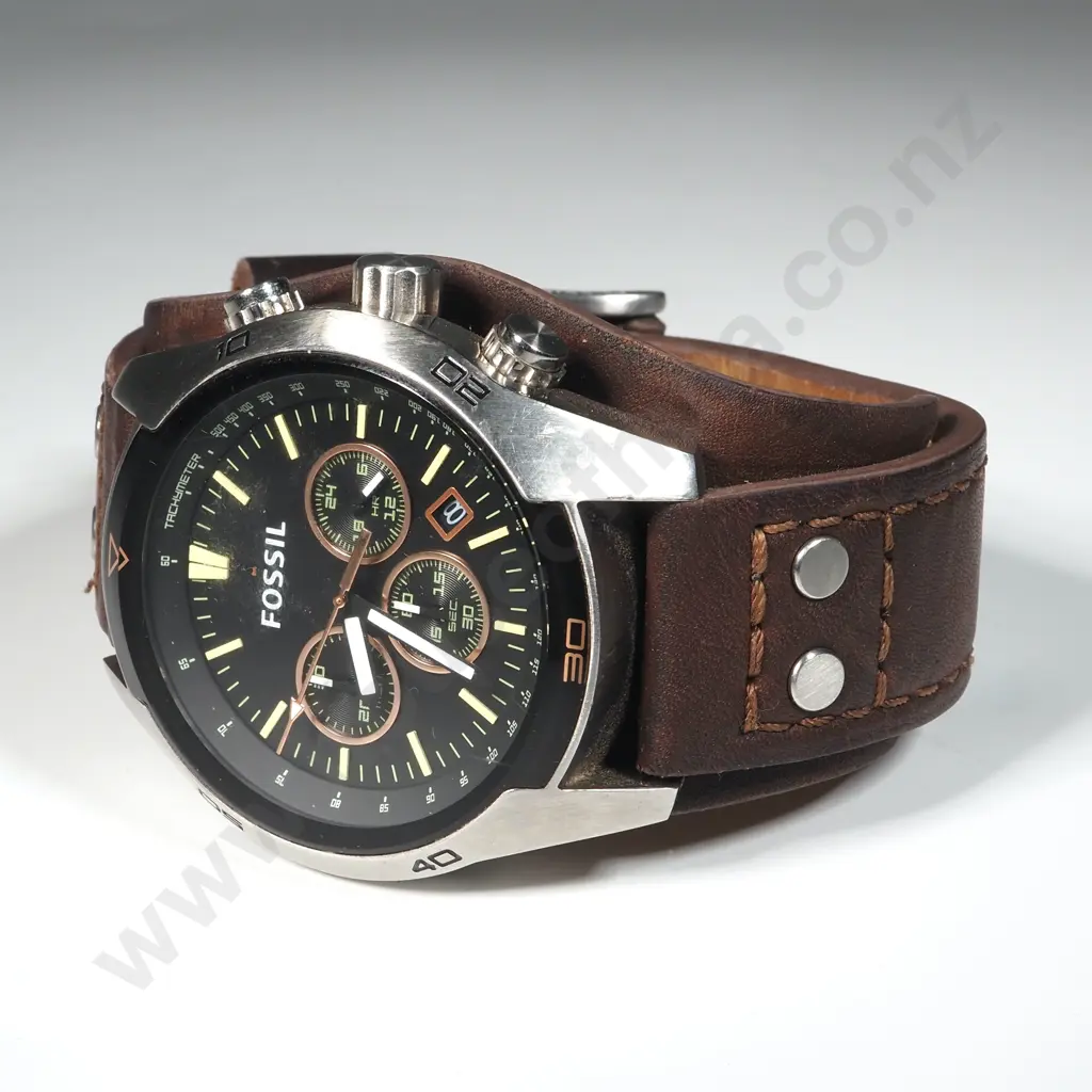Fossil Coachman Chronograph Brown Leather Watch CH2891 Image 1++