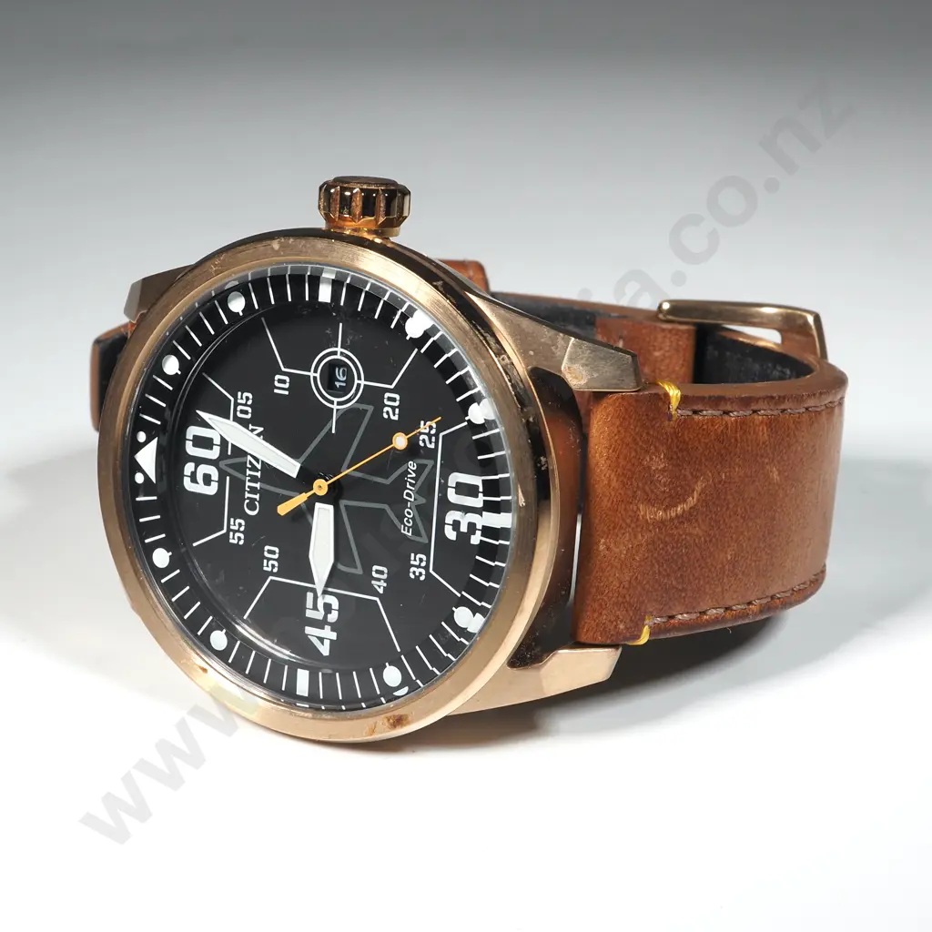 Citizens Eco Drive Mens Watch 42mm With Leather Strap Image 1++