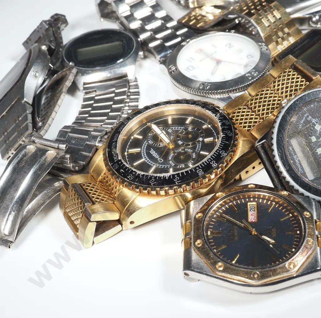 Collection Of Ten Various Gentlemens' Wristwatches Including Diesel, Rip Curl, Wenger Image 1++