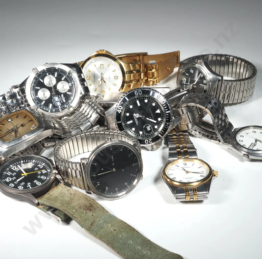 Collection Of Ten Various Gentlemens  Wristwatches Including Replica Watches Image 1++