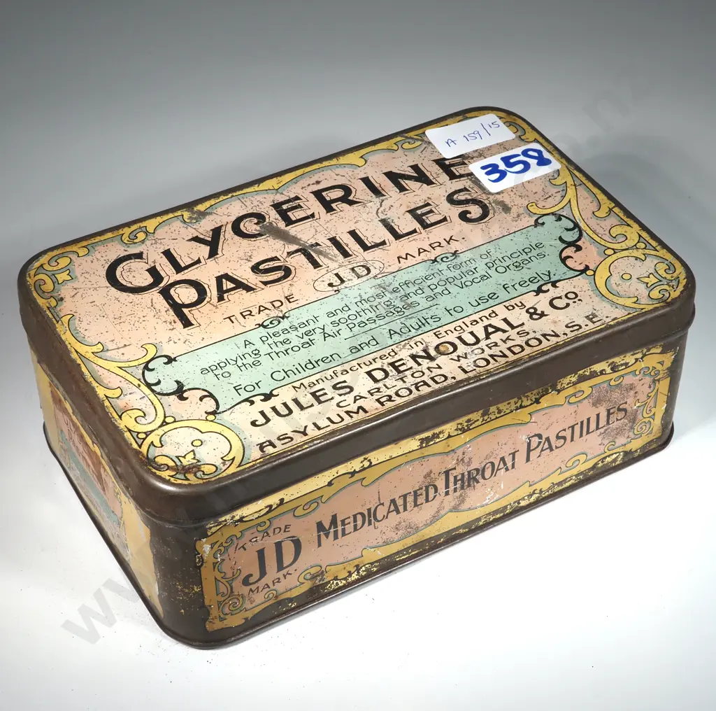 Vintage Glycerine Pastilles Tin.Jules Denoual & Co.  Image 1++