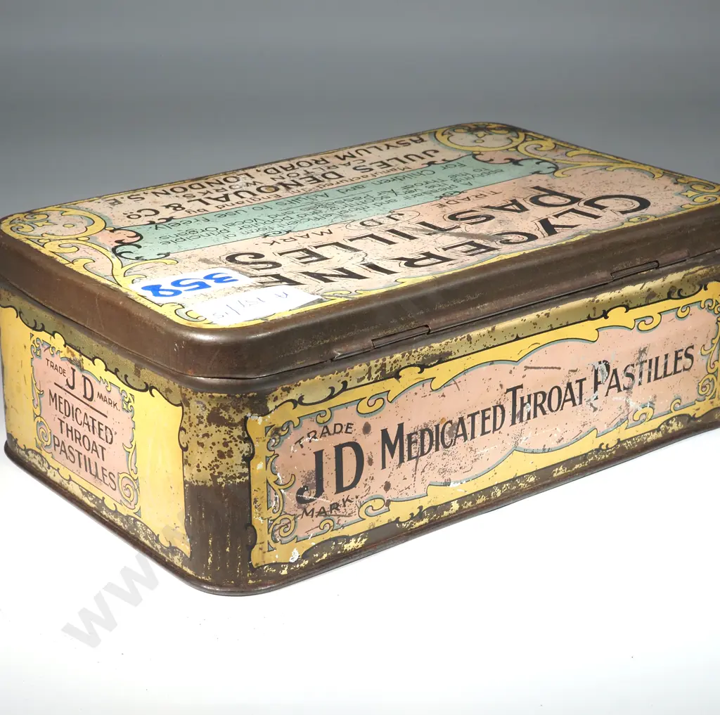 Vintage Glycerine Pastilles Tin.Jules Denoual & Co.  Image 1++