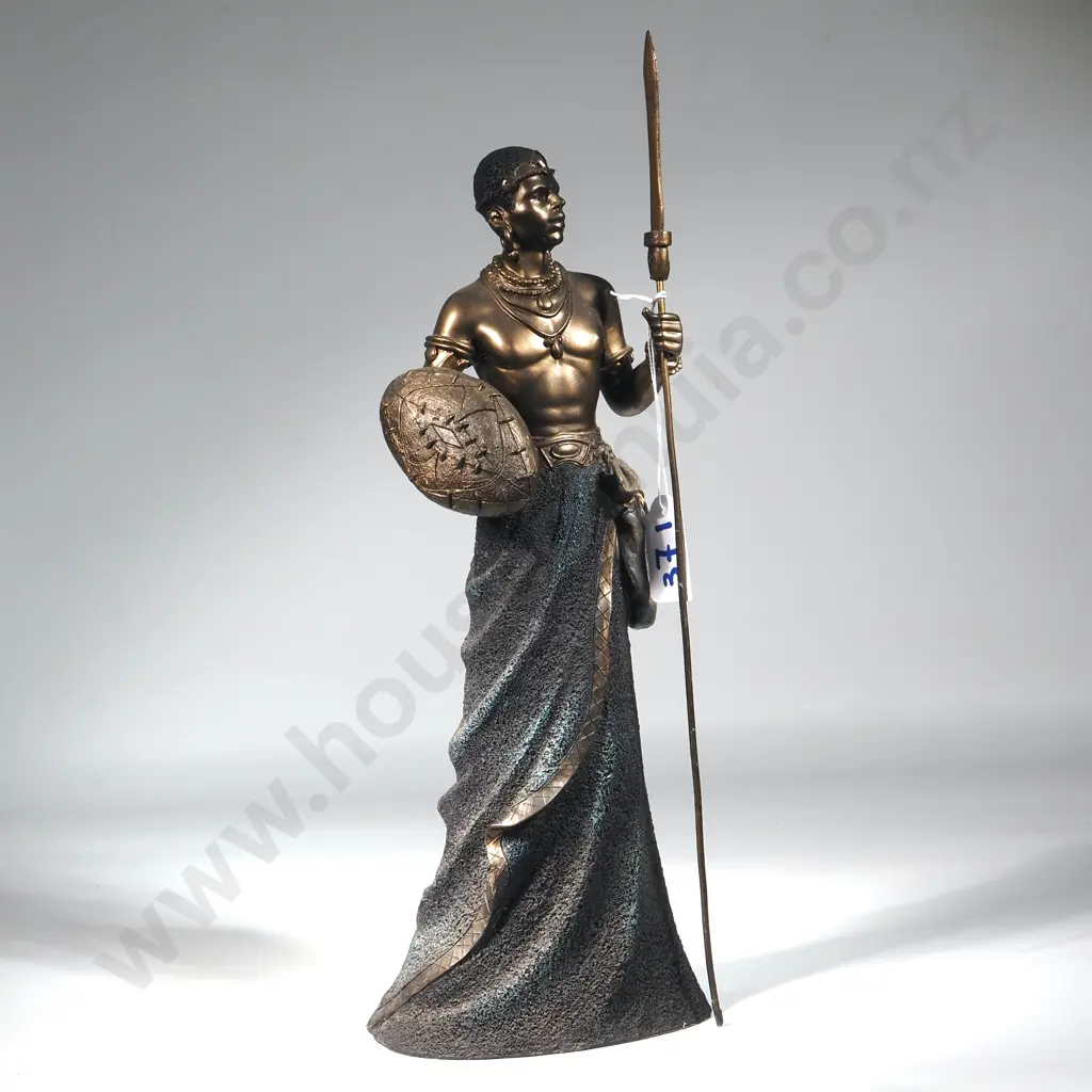 Figure Of A Massai Warrior With Shield & Spear.  Image 1++